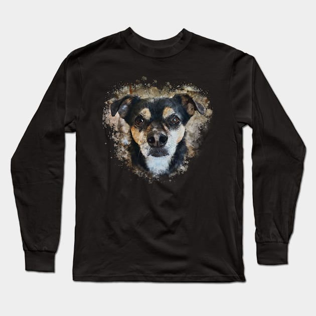 Rat Terrier dog face Long Sleeve T-Shirt by Ginstore